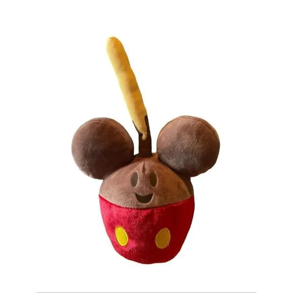 Disney Brown Red Yellow Mickey Mouse Candy Apple Plush Toy 11" - Picture 1 of 8